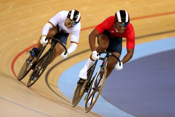 Track cycling sprint on the velodrome