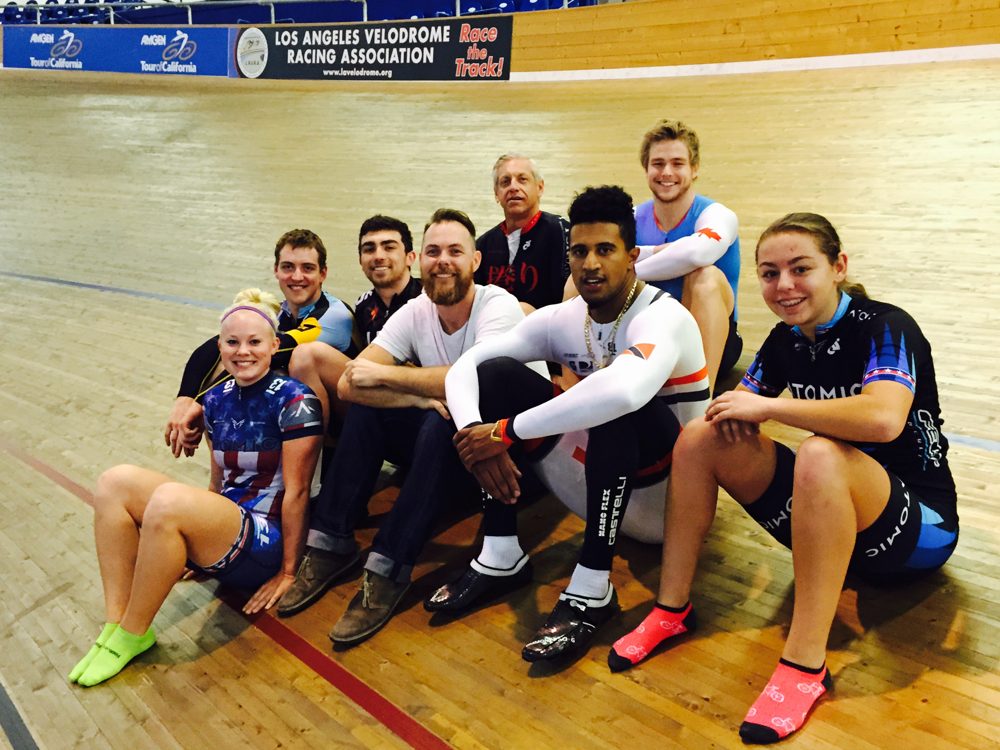 Track cyclists together at the velodrome